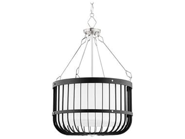 Hudson Valley Landon 4-Light Polished Nickel Black Drum Pendant HVBKO303PNBK