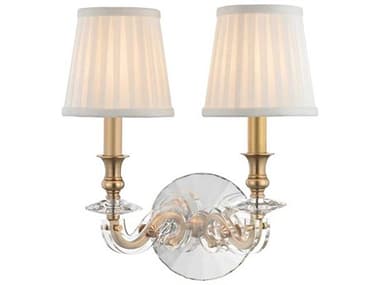 Hudson Valley Lapeer 14" Tall 2-Light Aged Brass White Crystal Wall Sconce HV1292AGB