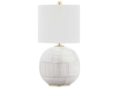 Hudson Valley Laurel Aged Brass Stripe Combo White Table Lamp HVL1380AGBST