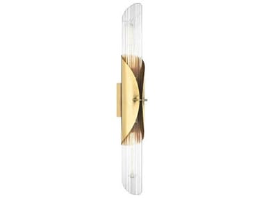 Hudson Valley Lefferts 26" Tall 2-Light Aged Brass Glass Wall Sconce HV3526AGB