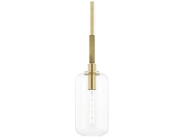 Hudson Valley Lenox Hill 8" 1-Light Aged Brass Glass LED Cylinder Mini Pendant HV6908AGB