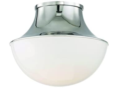 Hudson Valley Lettie 10" 1-Light Polished Nickel White Glass LED Bowl Semi Flush Mount HV9411PN