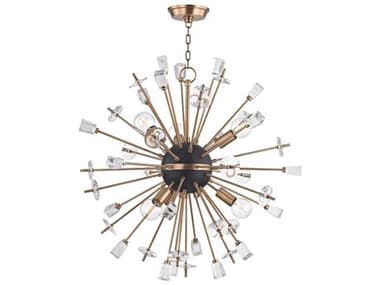 Hudson Valley Liberty 32" 6-Light Aged Brass Crystal Sputnik Pendant HV5032AGB