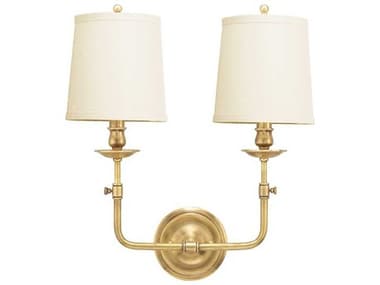 Hudson Valley Logan 18" Tall 2-Light Aged Brass Off White Wall Sconce HV172AGB