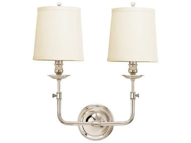 Hudson Valley Logan 18" Tall 2-Light Polished Nickel Off White Wall Sconce HV172PN