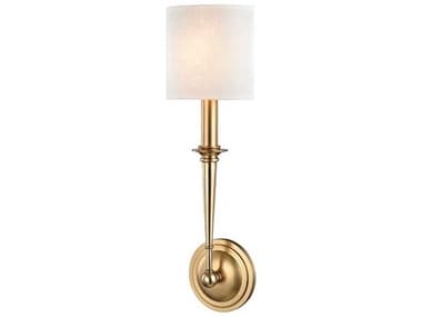 Hudson Valley Lourdes 18" Tall 1-Light Aged Brass Off White Wall Sconce HV1231AGB