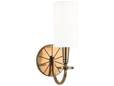 Hudson Valley Mason 12" Tall 1-Light Aged Brass White Wall Sconce HV8021AGB