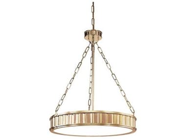 Hudson Valley Middlebury 21" 5-Light Aged Brass Clear Glass Drum Pendant HV902AGB