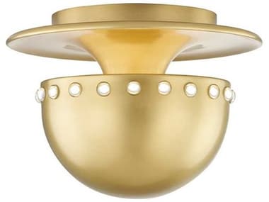 Hudson Valley Nash 8" 1-Light Aged Brass Bowl Dome Flush Mount HV2809AGB