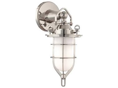 Hudson Valley New Canaan 15" Tall 1-Light Polished Nickel Off White Glass Wall Sconce HV6501PN