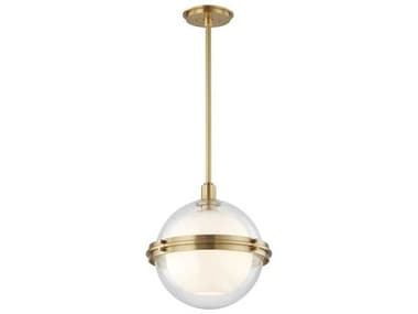 Hudson Valley Northport 14" 1-Light Aged Brass Glass Globe Round Pendant HV6514AGB