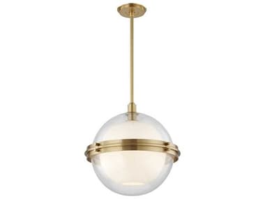 Hudson Valley Northport 18" 1-Light Aged Brass Glass Globe Round Pendant HV6518AGB