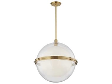 Hudson Valley Northport 22" 1-Light Aged Brass Glass Globe Round Pendant HV6522AGB