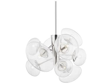 Hudson Valley Opera 30" 9-Light Polished Nickel Glass Linear Round Pendant HVKBS1471809PN