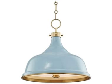 Hudson Valley Painted 18" 3-Light Aged Brass Blue Bell Dome Pendant HVMDS300AGBBB
