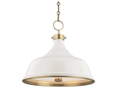 Hudson Valley Painted 18" 3-Light Aged Brass Off White Bell Pendant HVMDS300AGBOW