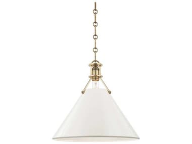 Hudson Valley Painted 16&quot; 1-Light Aged Brass Off White Pendant HVMDS352AGBOW