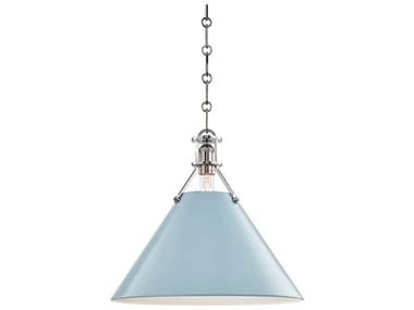 Hudson Valley Painted 16&quot; 1-Light Polished Nickel Blue Pendant HVMDS352PNBB