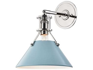 Hudson Valley Painted 11&quot; Tall 1-Light Polished Nickel Blue Wall Sconce HVMDS350PNBB