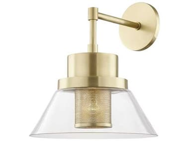Hudson Valley Paoli 15" Tall 1-Light Aged Brass Clear Glass Wall Sconce HV4030AGB