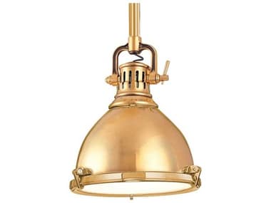 Hudson Valley Pelham 8" 1-Light Aged Brass Glass Mini Pendant HV2210AGB