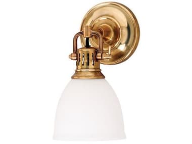 Hudson Valley Pelham 11" Tall 1-Light Aged Brass Off White Glass Wall Sconce HV2201AGB