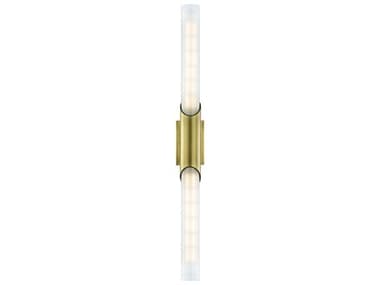 Hudson Valley Pylon 26" Tall 2-Light Aged Brass White Glass LED Wall Sconce HV2142AGB