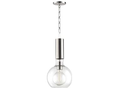 Hudson Valley Raleigh 9" 1-Light Polished Nickel Clear Glass Globe Round Mini Pendant HV1409PN