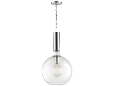 Hudson Valley Raleigh 13" 1-Light Polished Nickel Clear Glass Globe Round Pendant HV1413PN