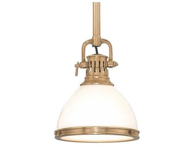 Hudson Valley Randolph 10" 1-Light Aged Brass Off White Glass Bell Mini Pendant HV2622AGB