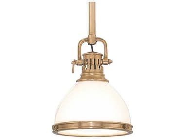 Hudson Valley Randolph 13" 1-Light Aged Brass Off White Glass Bell Pendant HV2623AGB