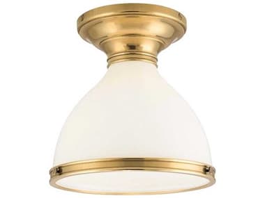 Hudson Valley Randolph 10" 1-Light Aged Brass Off White Glass Semi Flush Mount HV2612AGB