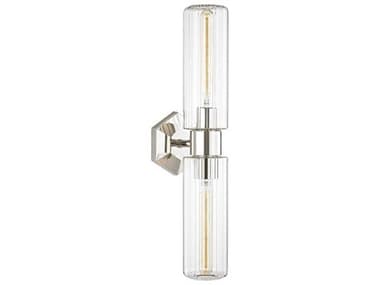 Hudson Valley Roebling 23" Tall 2-Light Polished Nickel Glass Wall Sconce HV5124PN