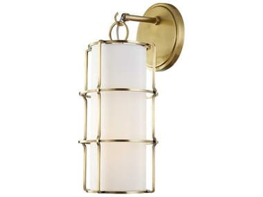 Hudson Valley Sovereign 16" Tall 1-Light Aged Brass Off White LED Wall Sconce HV1500AGB