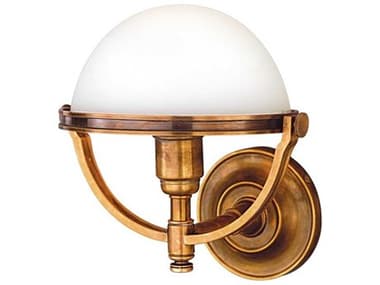 Hudson Valley Stratford 11" Tall 1-Light Aged Brass Off White Glass Wall Sconce HV3301AGB