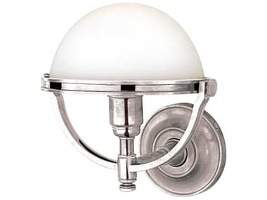 Hudson Valley Stratford 11" Tall 1-Light Polished Nickel Off White Glass Wall Sconce HV3301PN