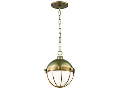 Hudson Valley Sumner 9" 1-Light Aged Brass White Glass Globe Round Mini Pendant HV2309AGB