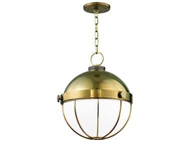 Hudson Valley Sumner 14" 1-Light Aged Brass White Glass Globe Pendant HV2315AGB