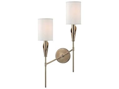 Hudson Valley Tate 25" Tall 2-Light Aged Brass White Wall Sconce HV1312LAGB