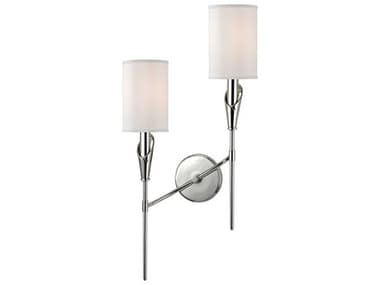 Hudson Valley Tate 25" Tall 2-Light Polished Nickel White Wall Sconce HV1312LPN