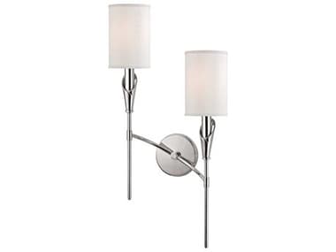 Hudson Valley Tate 25" Tall 2-Light Polished Nickel White Wall Sconce HV1312RPN