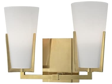 Hudson Valley Upton 11" Wide 2-Light Aged Brass Off White Glass Vanity Light HV1802AGB