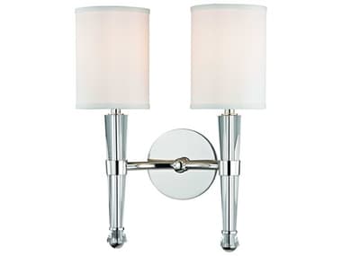 Hudson Valley Volta 15" Tall 2-Light Polished Nickel White Crystal Wall Sconce HV4120PN