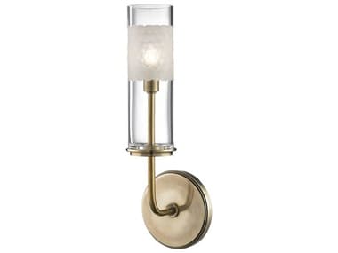 Hudson Valley Wentworth 14" Tall 1-Light Aged Brass Clear Glass Wall Sconce HV3901AGB