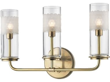 Hudson Valley Wentworth 16" Wide 3-Light Aged Brass Clear Glass Vanity Light HV3903AGB