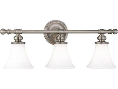 Hudson Valley Weston 3-Light Satin Nickel Off White Glass Vanity Light HV4503SN