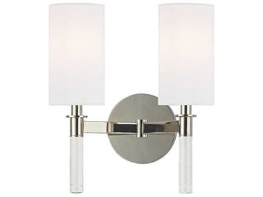 Hudson Valley Wylie 12" Tall 2-Light Polished Nickel White Crystal Wall Sconce HV6312PN