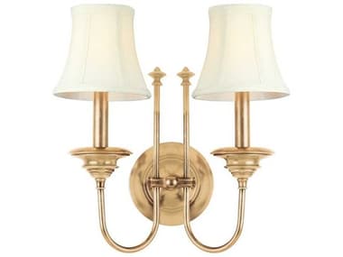 Hudson Valley Yorktown 14" Tall 2-Light Aged Brass Off White Wall Sconce HV8712AGB