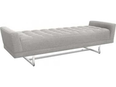 Interlude Home 76" Pure Grey Polished Nickel Fabric Upholstered Accent Bench IL1980196
