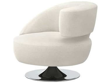 Interlude Home Swivel 35" White Fabric Accent Chair IL1980221